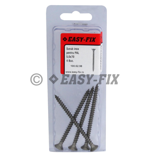 Şurub pt PAL şi lemn cap înecat 5,0x 70 Inox A2 PZ2