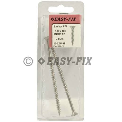 Şurub pt PAL şi lemn cap înecat 5,0x100 Inox A2 PZ2