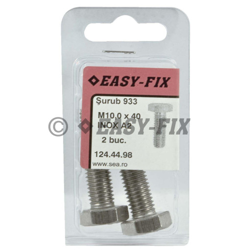 Şurub cap hexagonal M 10x 40 DIN 933 Inox A2