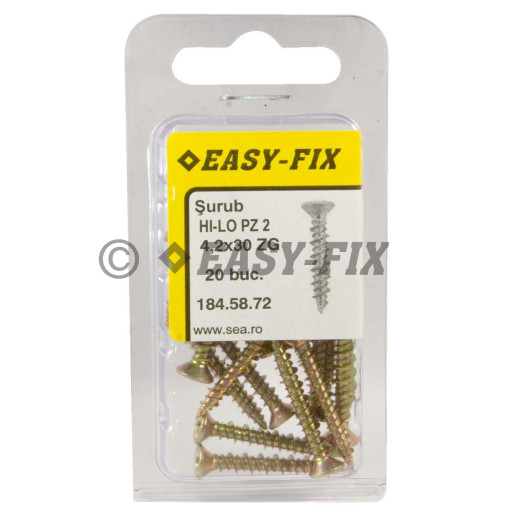 Şurub cu filet HI-LOW cap înecat 4,2x 30 ZG - PZ2