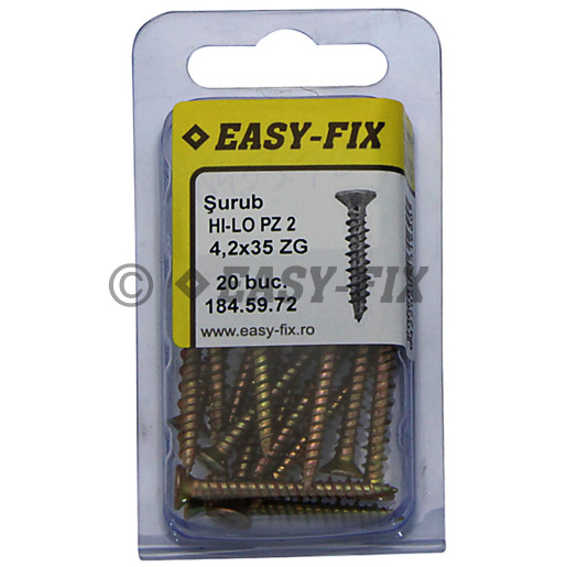 Şurub cu filet HI-LOW cap înecat 4,2x 35 ZG - PZ2