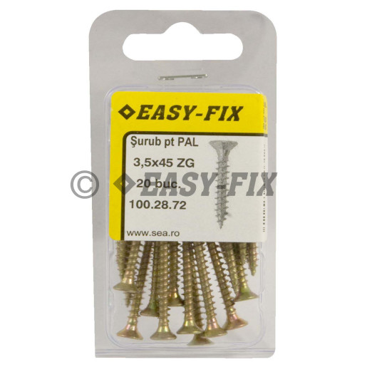 Şurub pt PAL şi lemn cap înecat 3,5x45 ZG PZ2