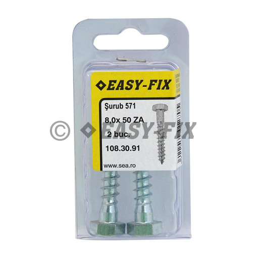Şurub pt lemn cap hexagonal DIN 571 -  8,0x 50 ZA