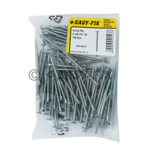 Şurub pt PAL şi lemn cap înecat 3,0x50 ZA PZ1 (100 buc)