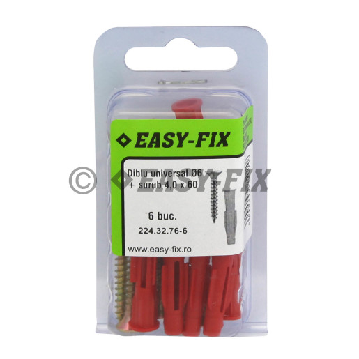 Diblu universal Ø 6 x36 şi Şurub L 4,0x 60