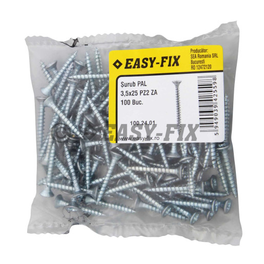 Şurub pt PAL şi lemn cap înecat 3,5x25 ZA PZ2 (100 buc)