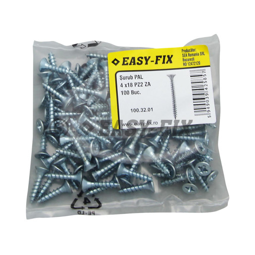 Şurub pt PAL şi lemn cap înecat 4,0x18 ZA PZ2 (100 buc)