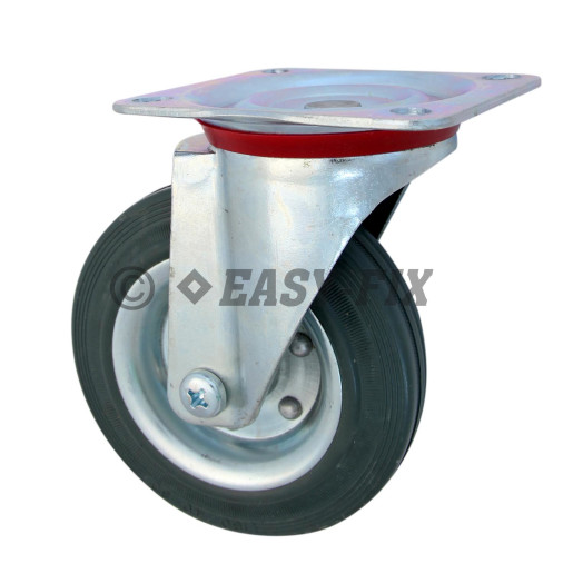 B-Roată cu placă rulment Ø100x27 H=128 - 90kg OL+Cauciuc