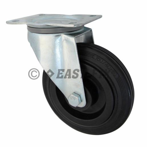 E-Roată cu placă rulment Ø125x37 H=155 -100kg PP+Cauciuc