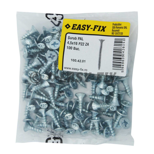 Şurub pt PAL şi lemn cap înecat 4,5x16 ZA PZ2 (100 buc)