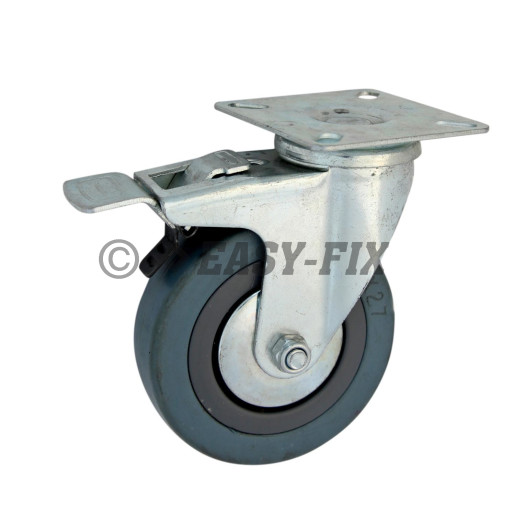 F-Roată cu frână+placă rulment Ø100x26 H=134 - 45kg Gri