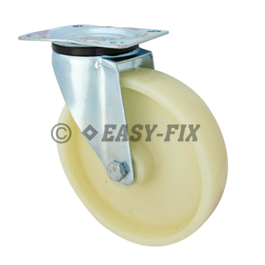 J-Roată cu placă rulment Ø200x50 H=240 -200kg PP Alb