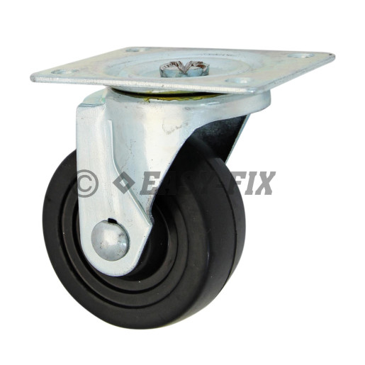 K-Roată cu placă rulment Ø 75x30 H= 98 - 60kg Cauciuc