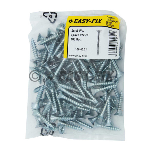Şurub pt PAL şi lemn cap înecat 4,5x25 ZA PZ2 (100 buc)
