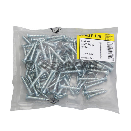 Şurub pt PAL şi lemn cap înecat 4,5x30 ZA PZ2 (100 buc)