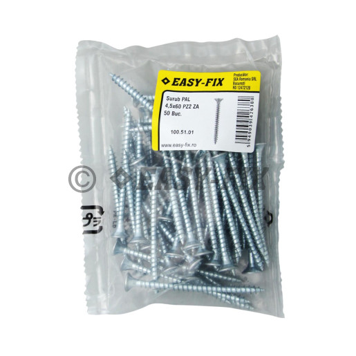 Şurub pt PAL şi lemn cap înecat 4,5x60 ZA PZ2 (50 buc)