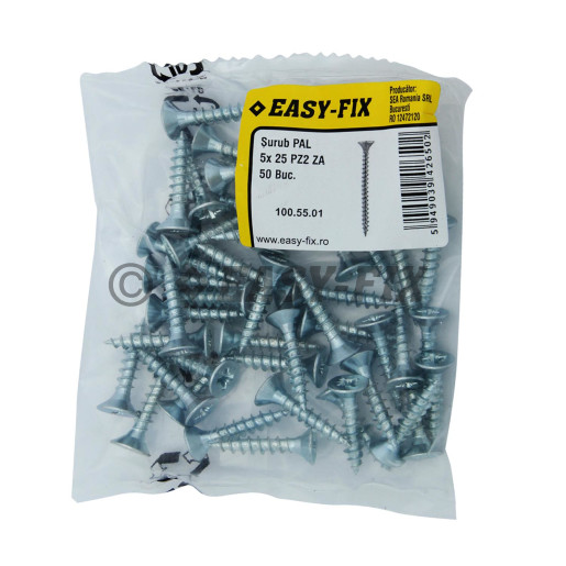 Şurub pt PAL şi lemn cap înecat 5,0x 25 ZA PZ2 (50 buc)