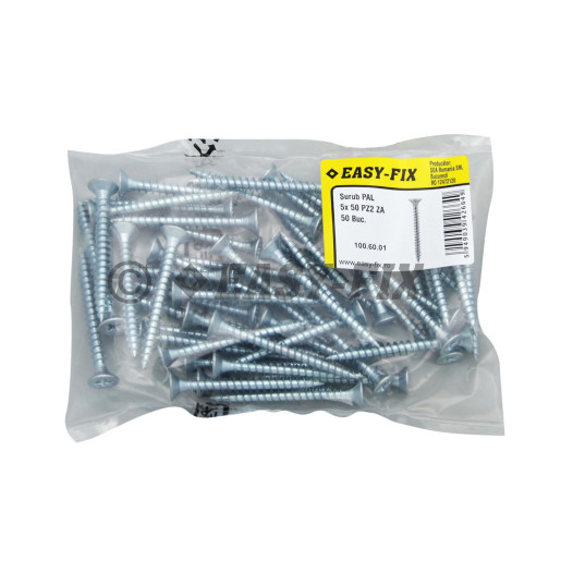 Şurub pt PAL şi lemn cap înecat 5,0x 50 ZA PZ2 (50 buc)