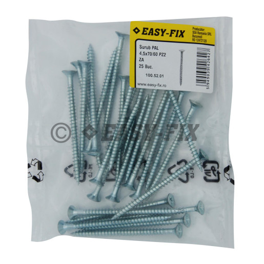 Şurub pt PAL şi lemn cap înecat 4,5x70/60 ZA PZ2 (25 buc)