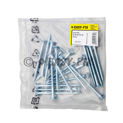 Şurub pt PAL şi lemn cap înecat 6,0x 80/60 ZA PZ3 (20 buc)