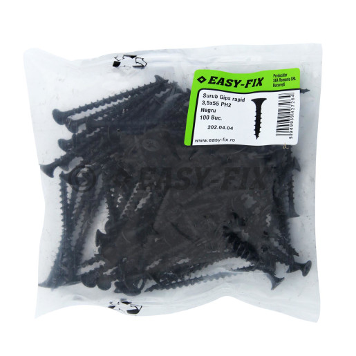 Şurub pt gips carton filet rapid 3,5x55 Negru - PH2 (100 buc)
