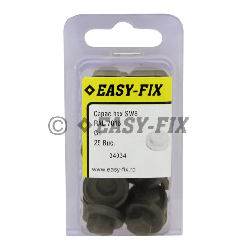 Capac plastic cap hexagonal SW 8 - RAL 7016 Gri