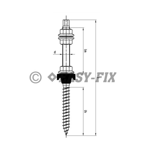 Prezon M10x300 SW7 cu piulita si saiba etansare pentru panouri fotovoltaice/ solare - Inox A2 (50 buc)