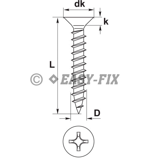 Şurub pt tablă cap înecat DIN 7982C 3,9x32 ZA PH2 (500 buc)