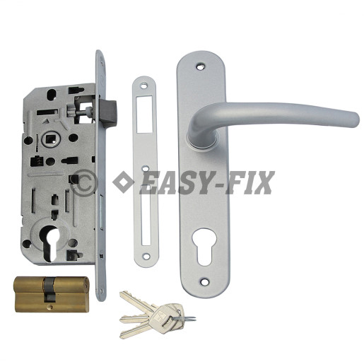 Set 035-501 broasca cu cilindru si maner pentru usa de intrare Y90 - Argintiu