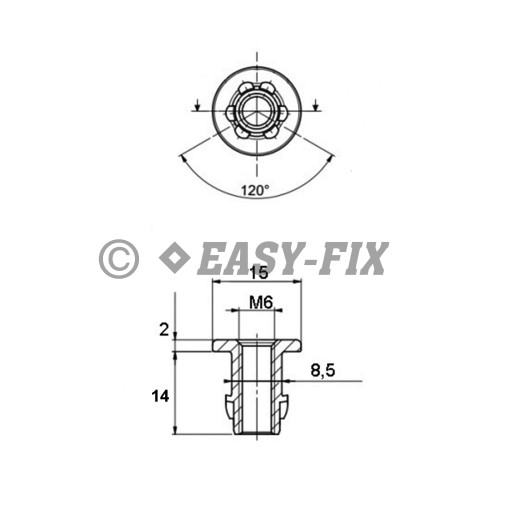 Piuliţă oţel inserţie Tip B M 6 xØ 8,5 xL 14mm ZA (100 buc)
