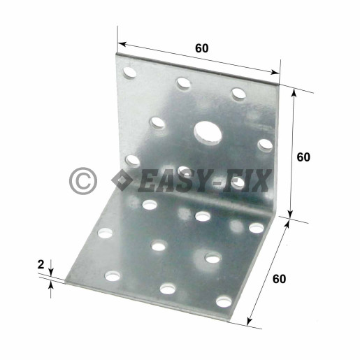 Coltar perforat 90° tip 4  -  60x 60x60x2,0mm - ZA