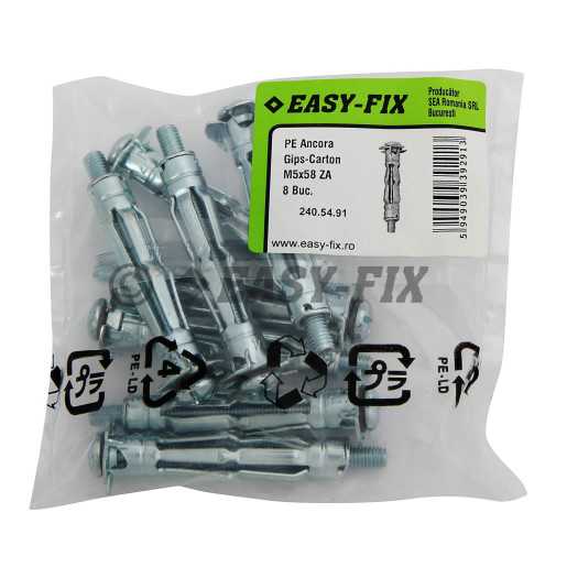 Ancoră metalică pt pereţi Gips-Carton Tip A M5x58 ZA