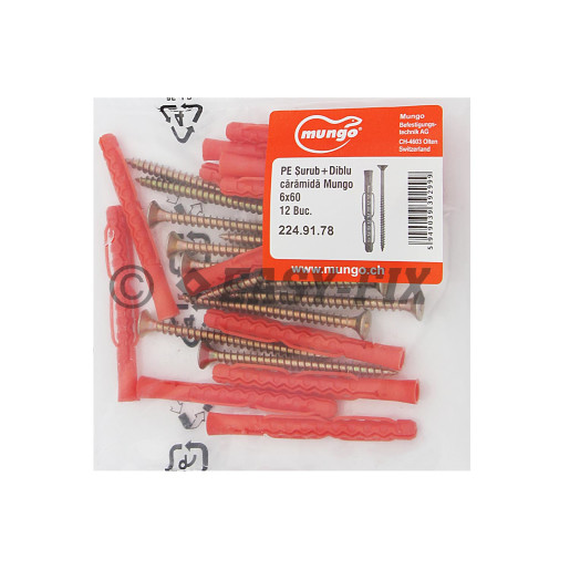Set Şurub şi Diblu caramida Mungo 6x60mm