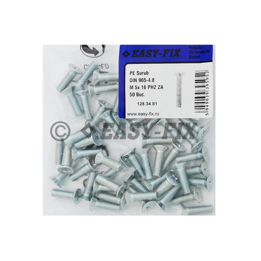 Şurub cap înecat DIN 965-4.8 - M 5x16 ZA  PH2