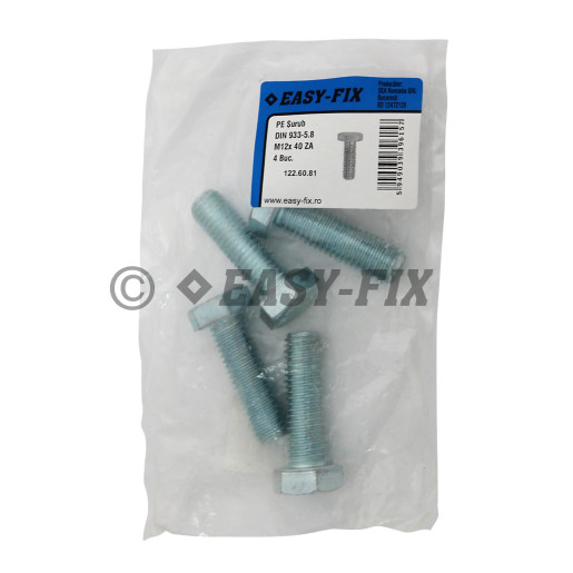 Şurub cap hexagonal DIN 933- 5.8 M12x 40 ZA