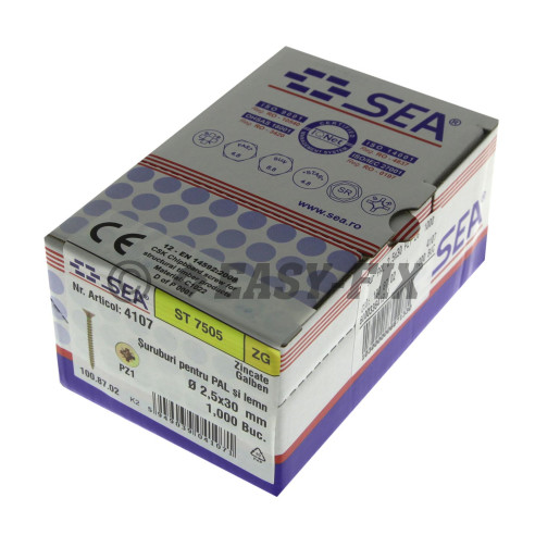 Şurub pt PAL şi lemn cap înecat 2,5x30 ZG PZ1 (1.000 buc)