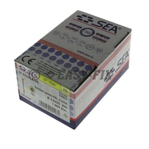 Şurub pt PAL şi lemn cap înecat 3,5x20 ZG PZ2 (1.000 buc)