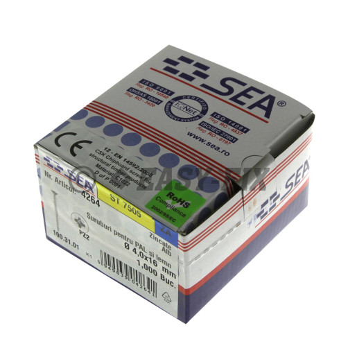 Şurub pt PAL şi lemn cap înecat 4,0x16 ZA PZ2 (1.000 buc)