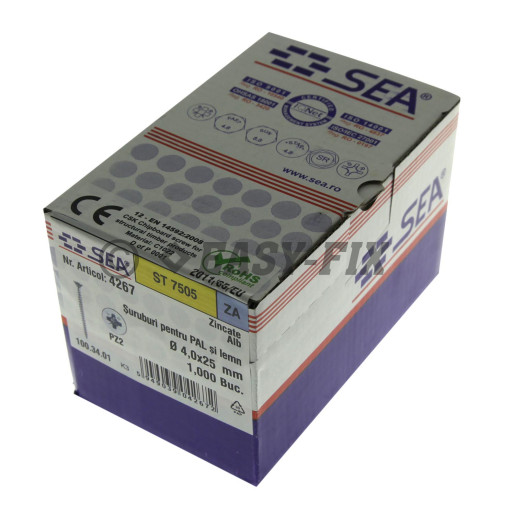 Şurub pt PAL şi lemn cap înecat 4,0x25 ZA PZ2 (1.000 buc)