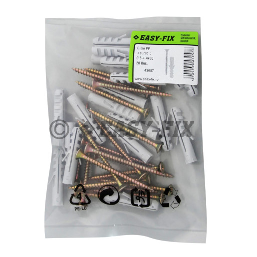 Set Diblu PP Ø 8 +Şurub lemn 4x60mm