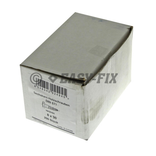 Şurub pt lemn cap hexagonal DIN 571 -  8,0x 30 ZA (200 buc)