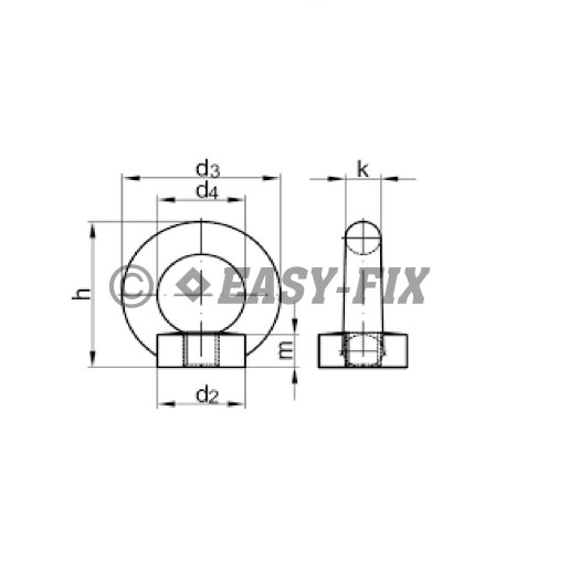 Inel de ridicare tip piuliţă DIN 582 - M 6  Inox A2 (25 buc)