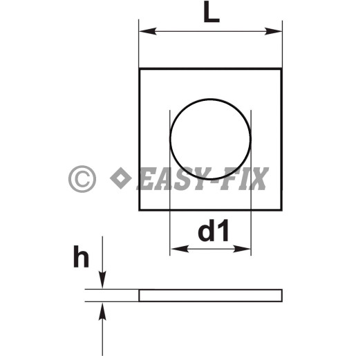 Şaibe plate pătrate DIN 436 - M24-80x80x6,00 ZA (10 buc)