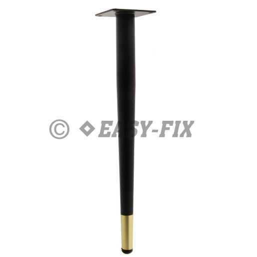 Picior metalic conic pentru masuta/ mobila  445.37 - 420mm - Negru/ baza Aurie