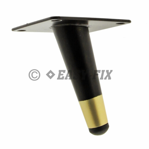Picior metalic oblic pentru mobila  445.38 - 150mm - Negru/ baza Auriu
