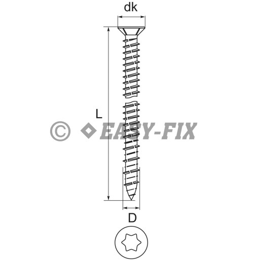 Şurub pt Montaj Ferestre - 7,5x 82 ZG - TX 30 (100 buc)
