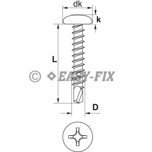Şurub autoforant cap bombat DIN 7504N - 3,9x32 ZA PH2 (1.000 buc)