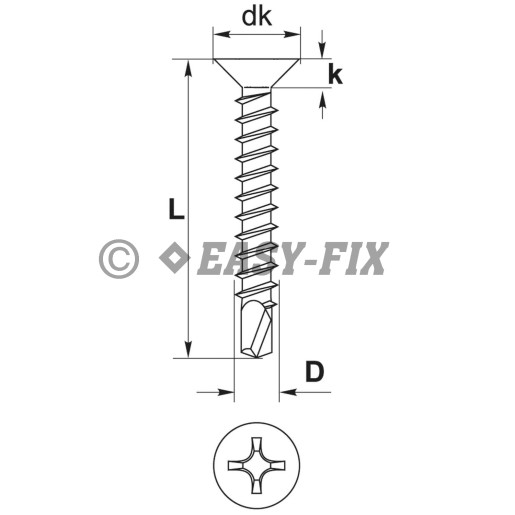 Şurub autoforant cap înecat DIN 7504P - 3,9x32 ZA PH2 (1.000 buc)