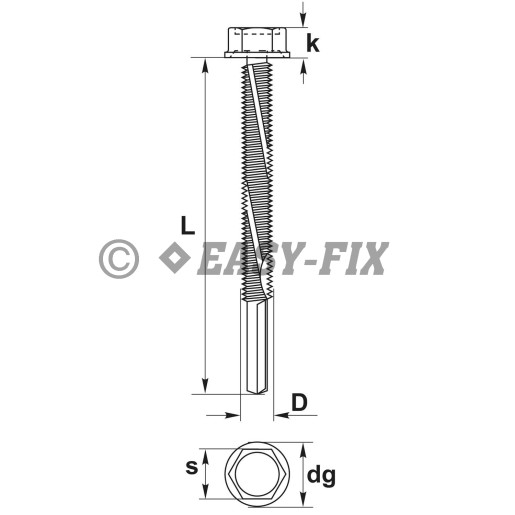 Şurub autoforant 4-12mm cap hex - 5,5x 32 ZA -SW8 (250 buc)