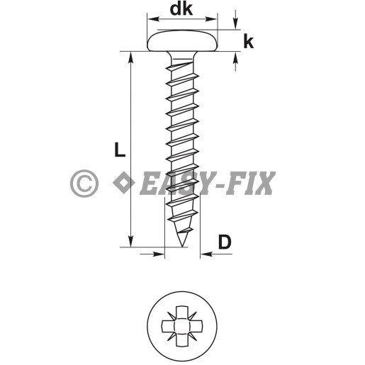 Şurub pt PAL şi lemn cap bombat 6,0x 80 ZA PZ3 (250 buc)